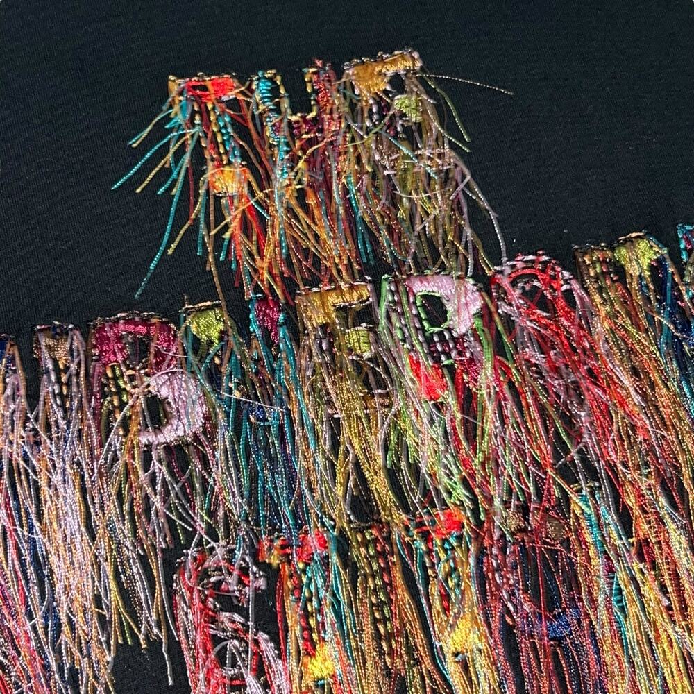 L Christian Dior Black The Subversive Stitch 2019 Embroidered Fringe T-Shirt Top - Picture 9 of 13